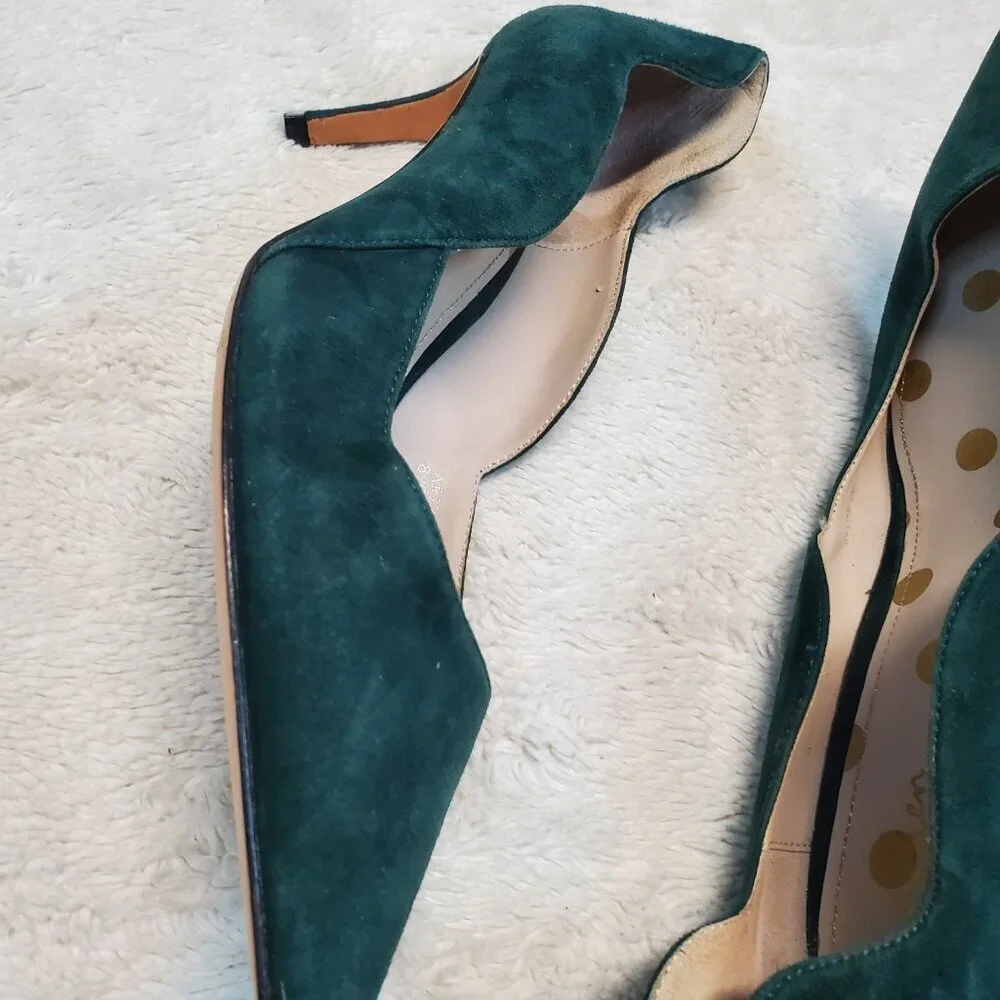 Women's Teal Suede Pointed-Toe D'Orsay Pumps - Picture 7 of 12